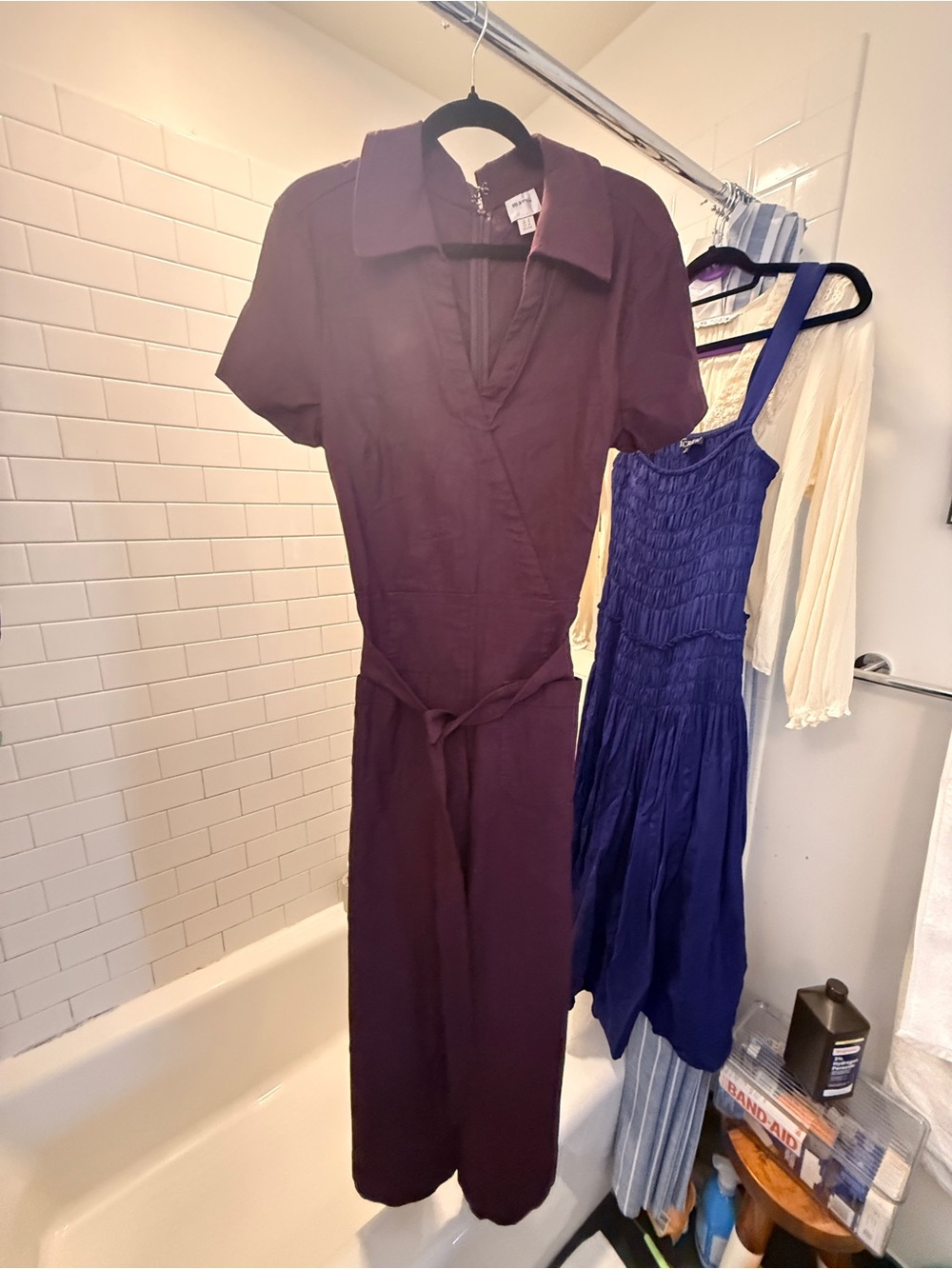 Maeve Anthropologie Burgundy Utility Jumpsuit Wide Leg Size 12